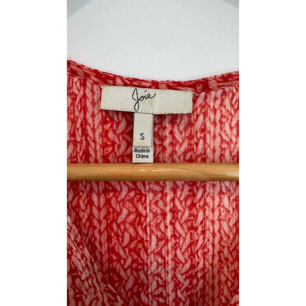 Joie Macy B Silk Blouse Coral Print Size Small - Picture 5 of 9